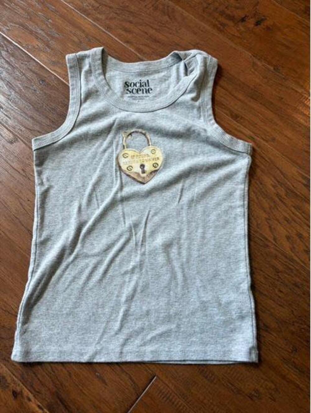 Social Scene Gray Cotton/Polyester Sleeveless Tank Top Size Small